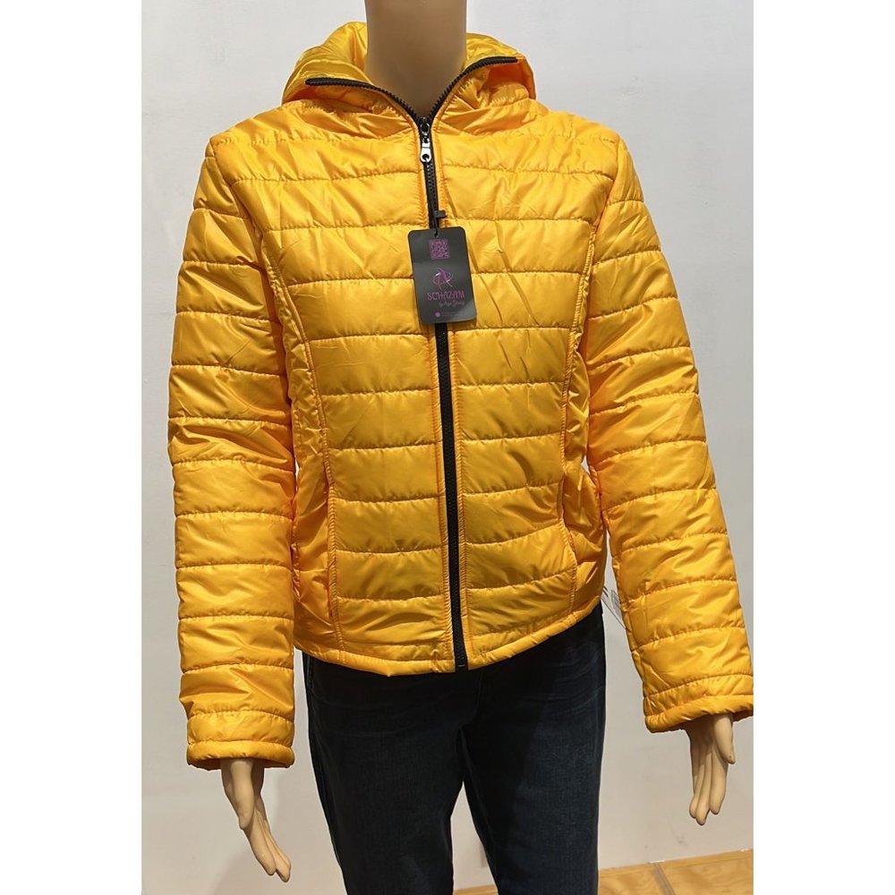 Womens Hooded Puffer Jacket --Yellow